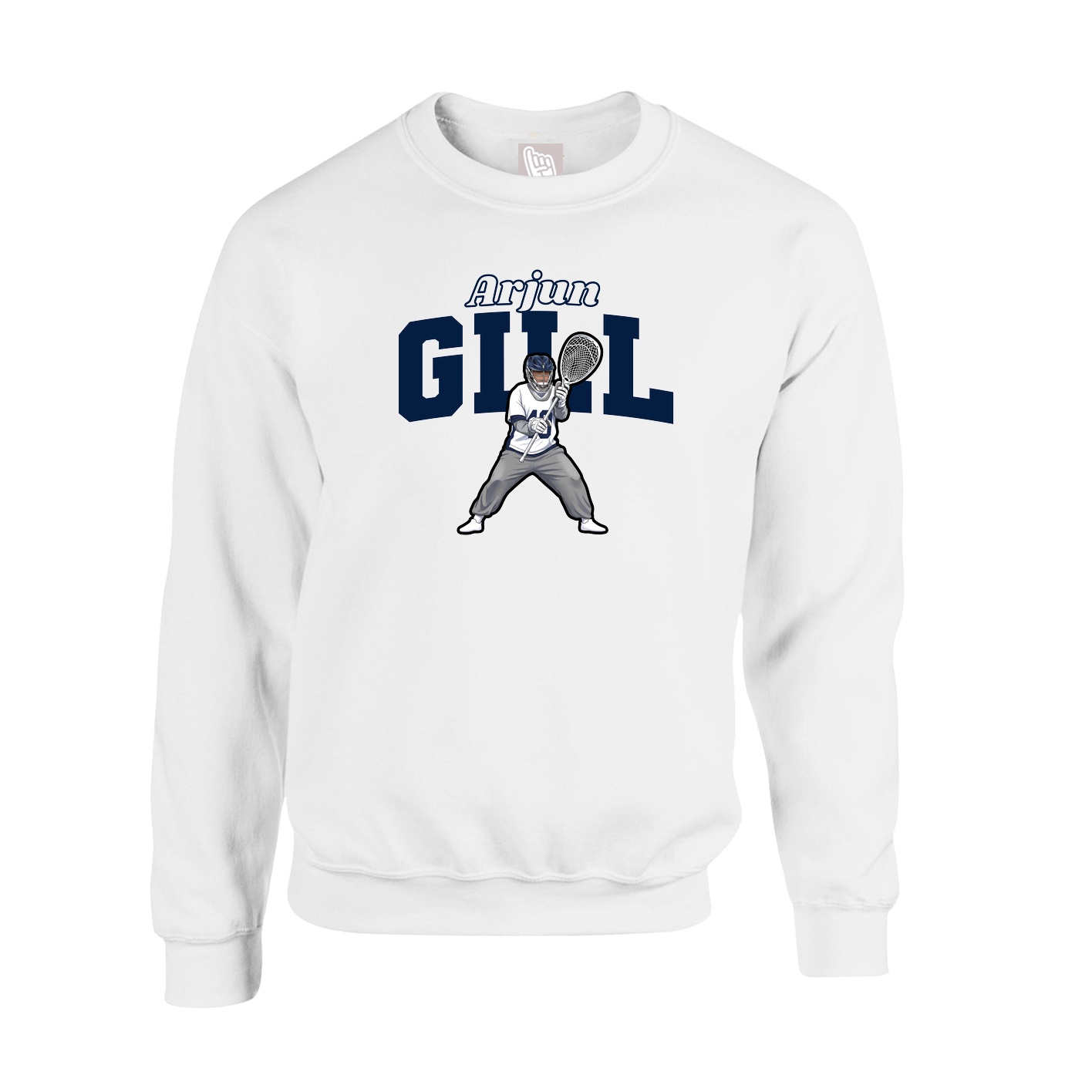 Fleece Crew — Name Arch in White