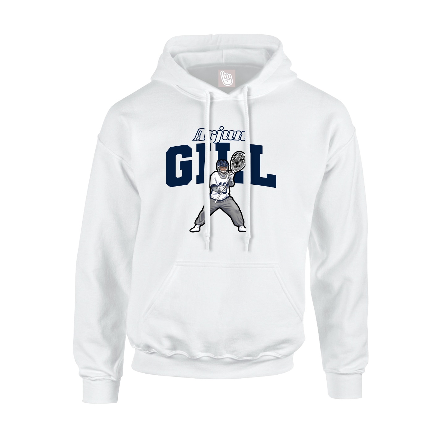 Youth Hoodie — Name Arch in White