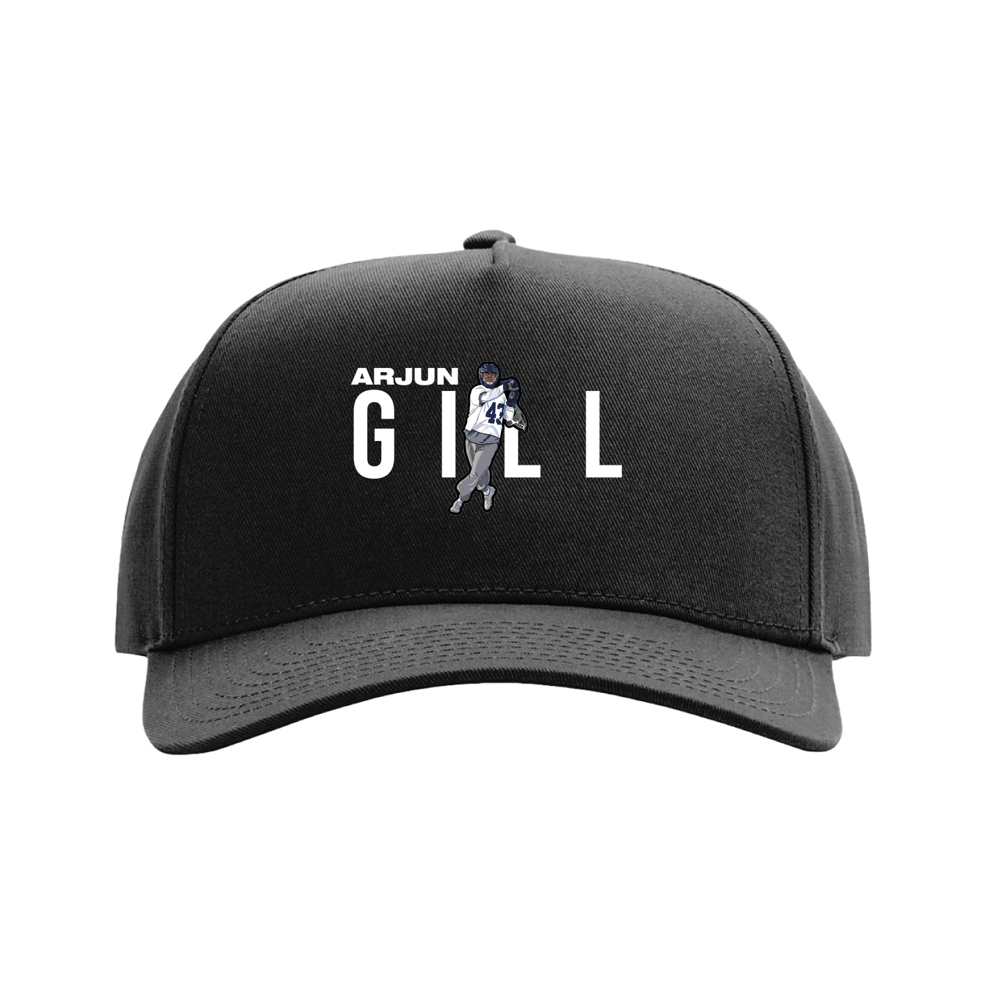 Full Fabric Five-Panel Champ Cap — Player Name in Black