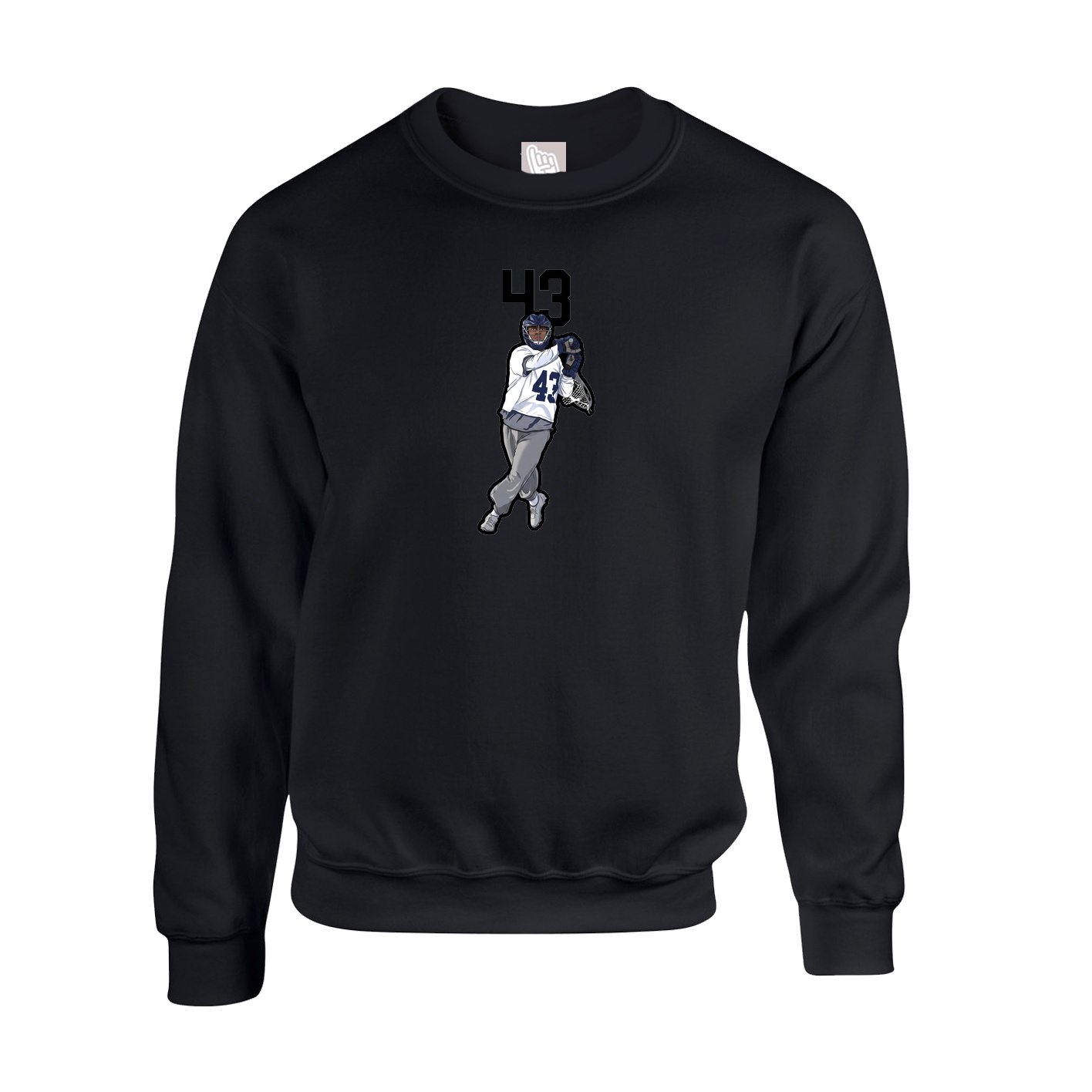 Fleece Crew — Number Top in Black