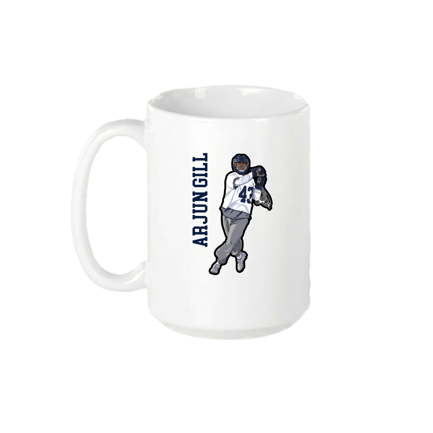 15oz Coffee Mug — Name Vertical in White