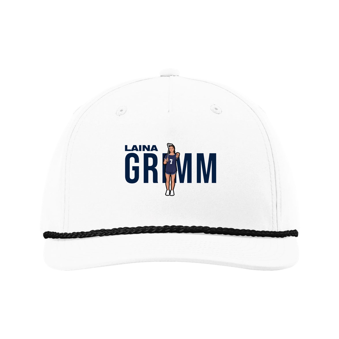 Five-Panel Classic Rope Cap — Player Name in White