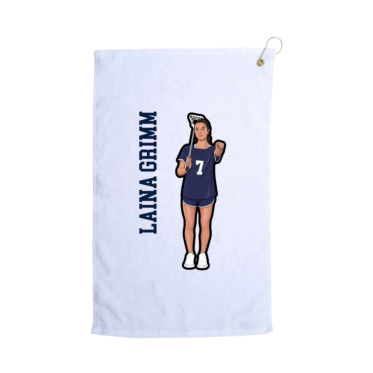 Golf Towel — Name Vertical in White
