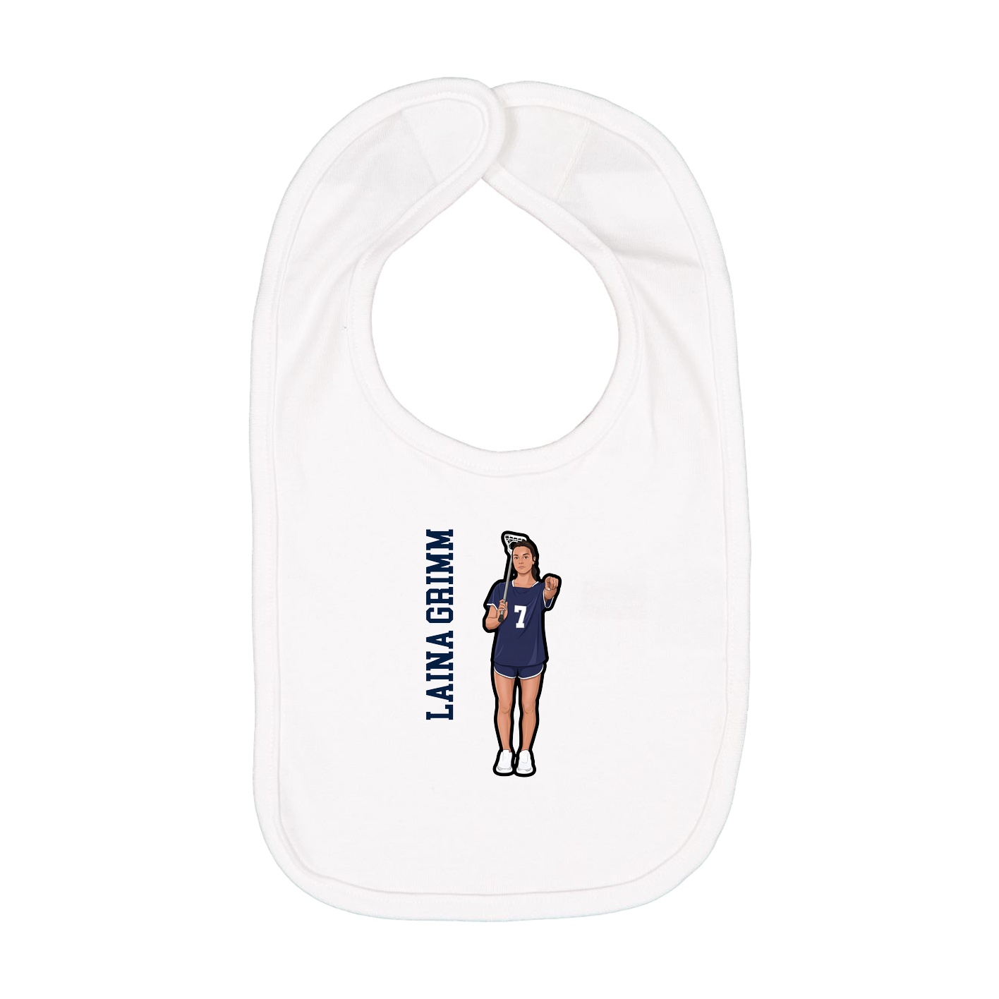 Infant Bib — Name Vertical in White