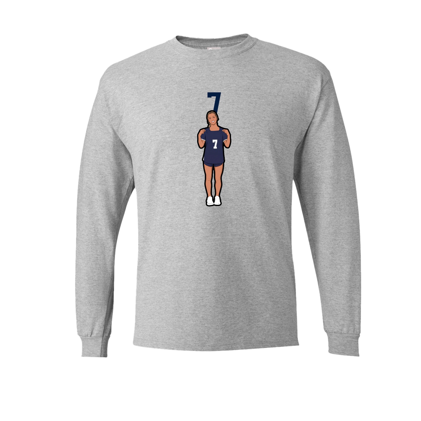 Long Sleeve Tee — Number Top in Grey