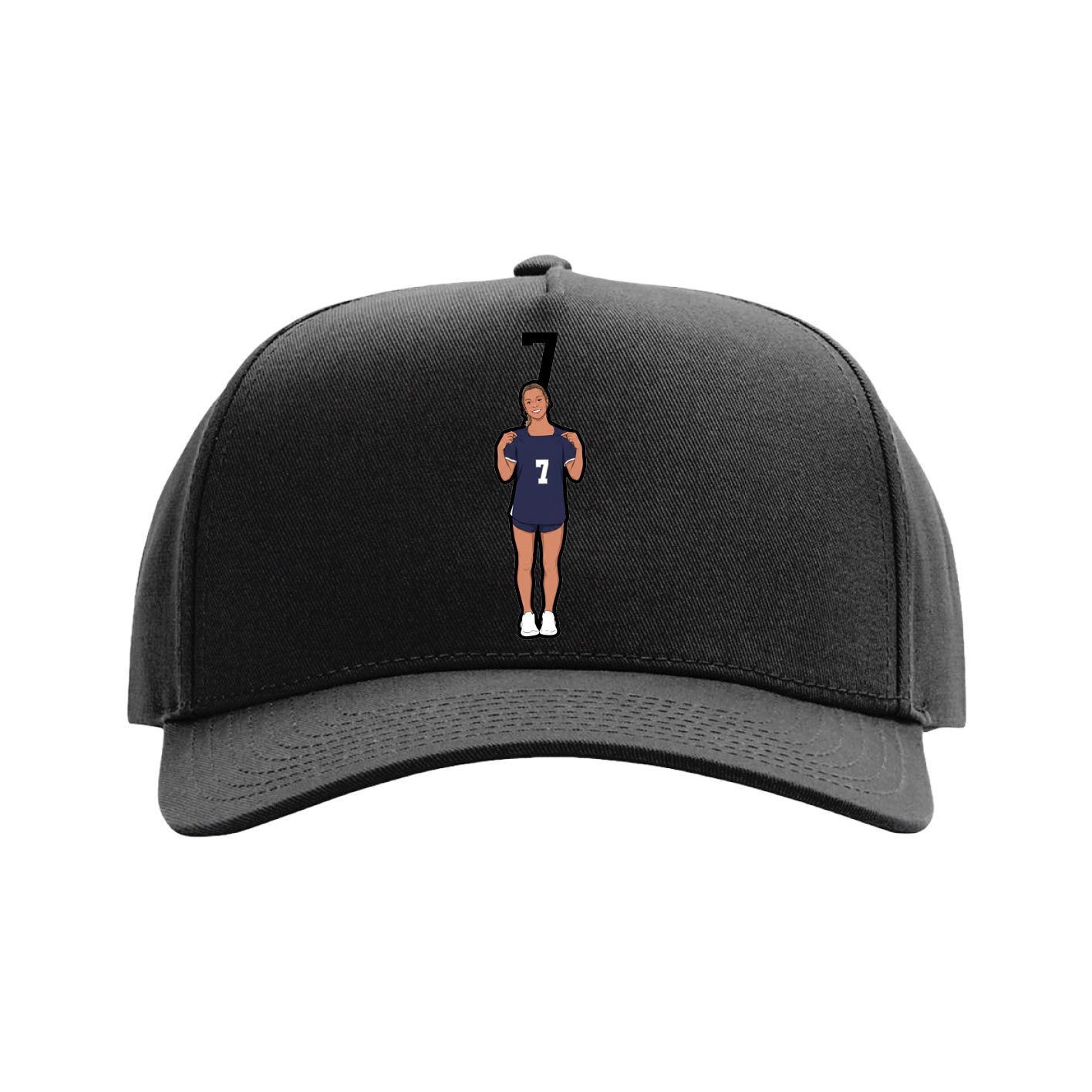 Full Fabric Five-Panel Champ Cap — Number Top in Black