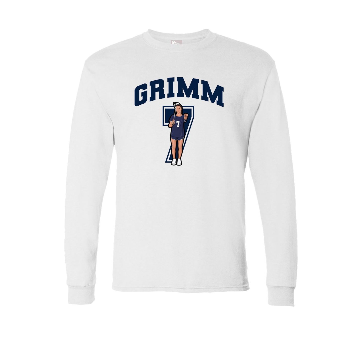 Long Sleeve Tee — Number in White