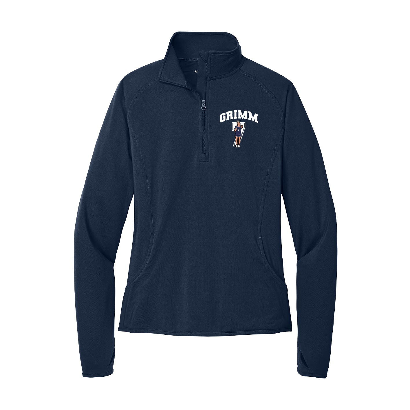 Women's Q-Zip Pullover — Number in Navy