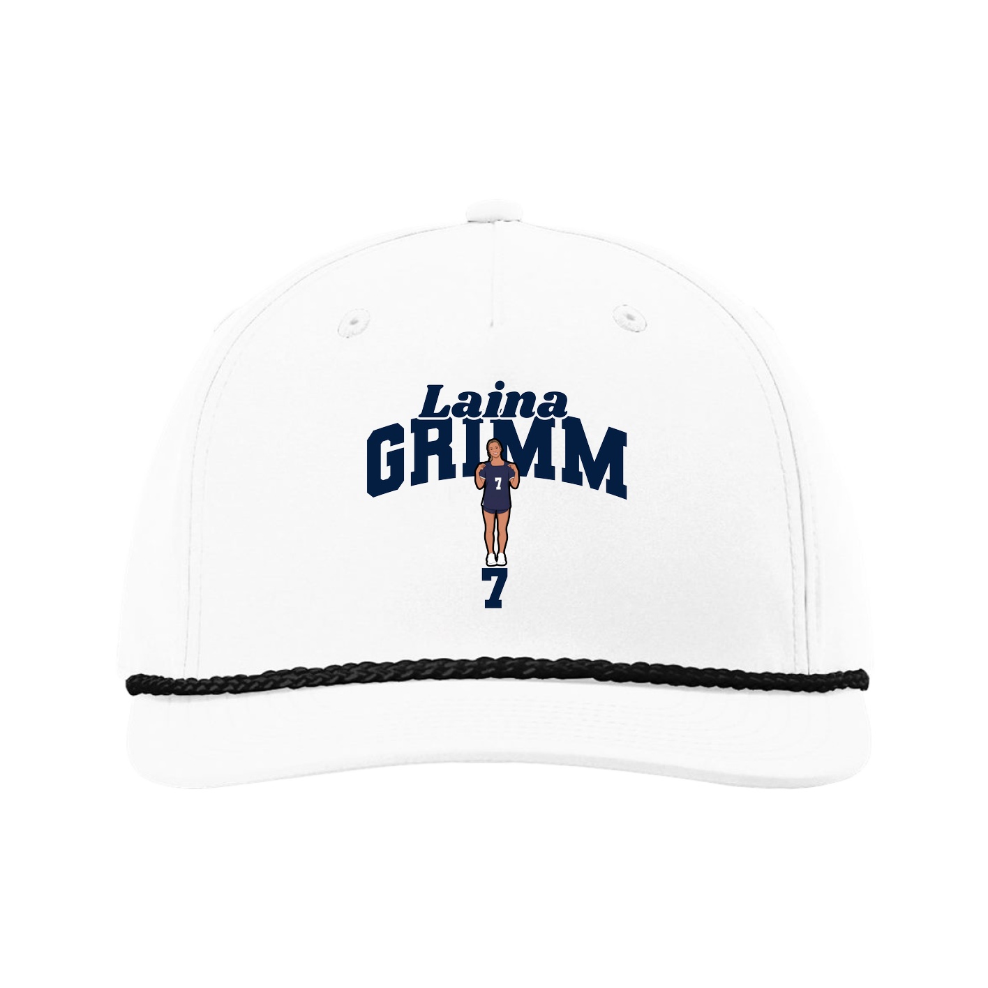 Five-Panel Classic Rope Cap — Signature Arch in White