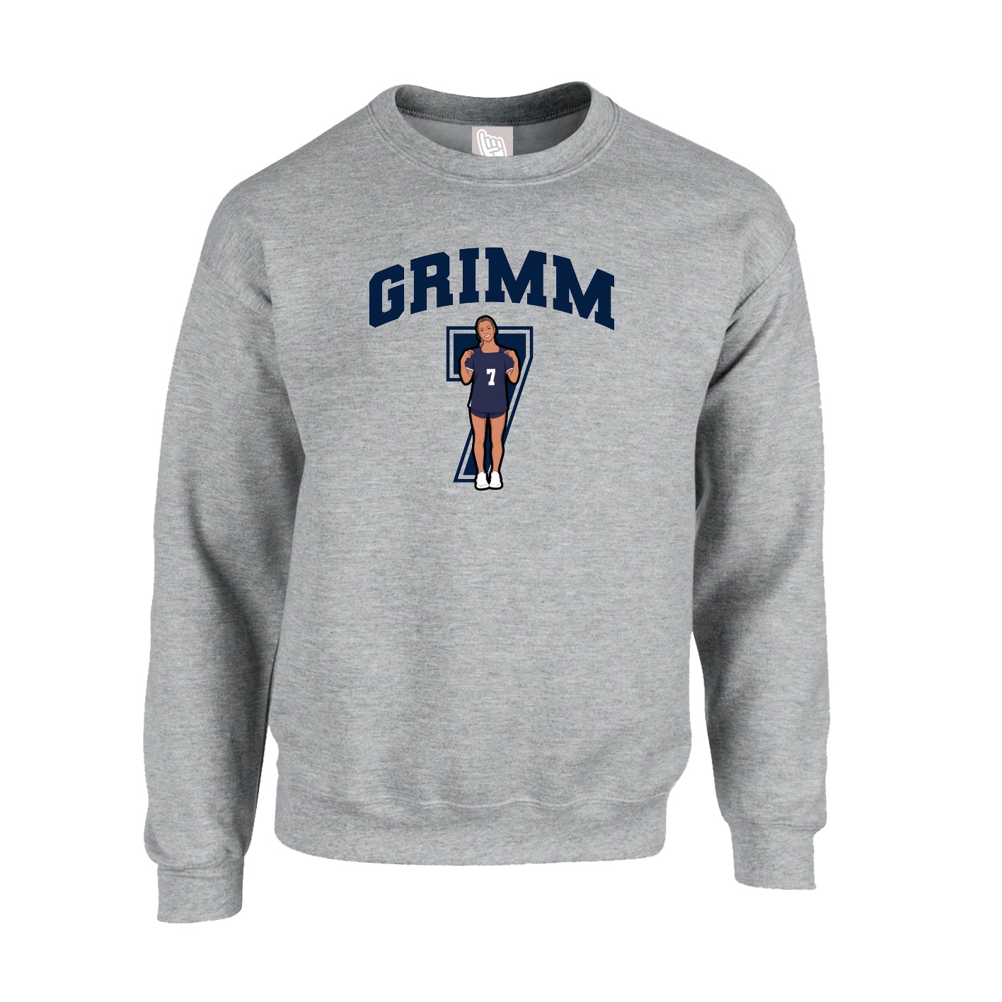 Fleece Crew — Number in Grey