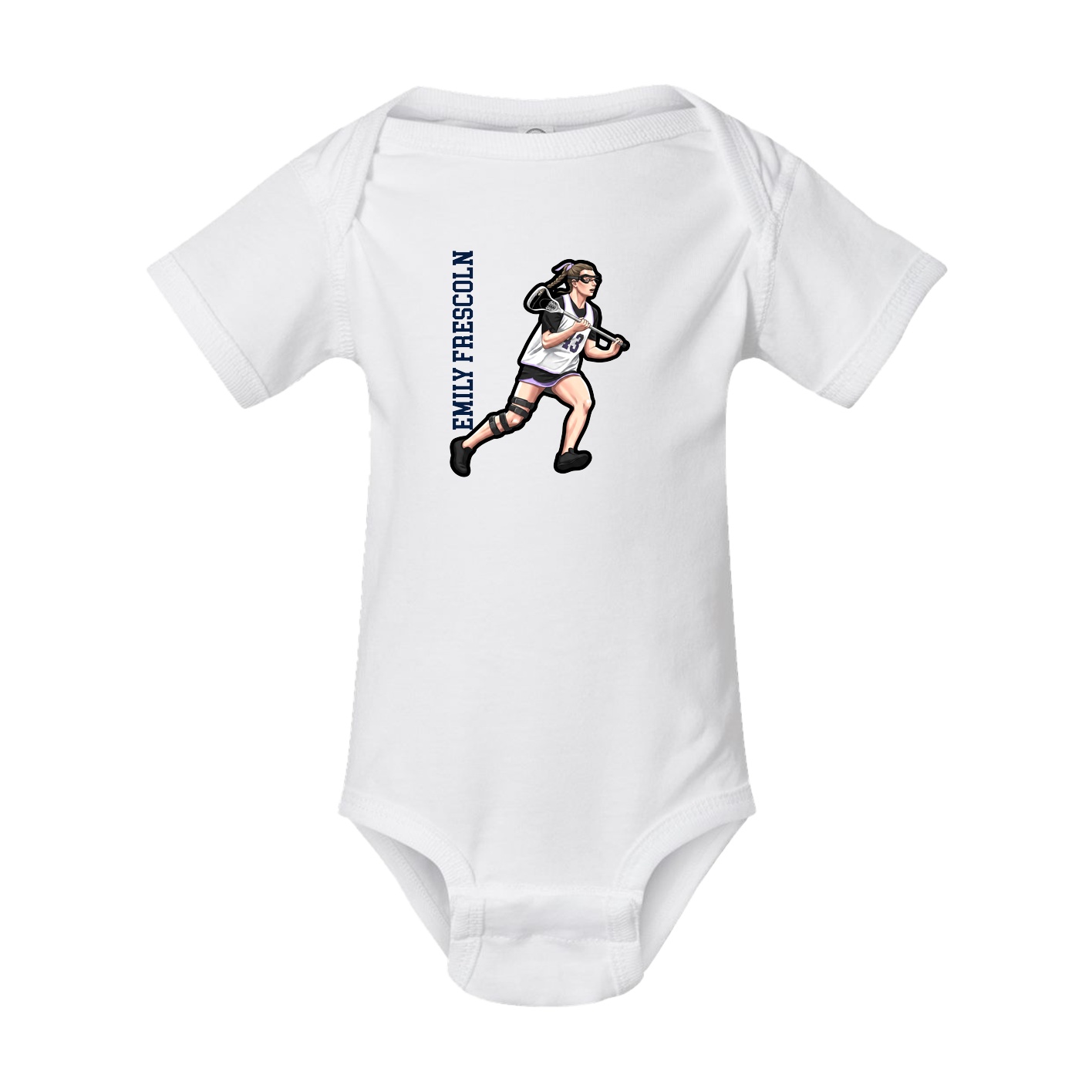 Baby Onesie — Name Vertical in White