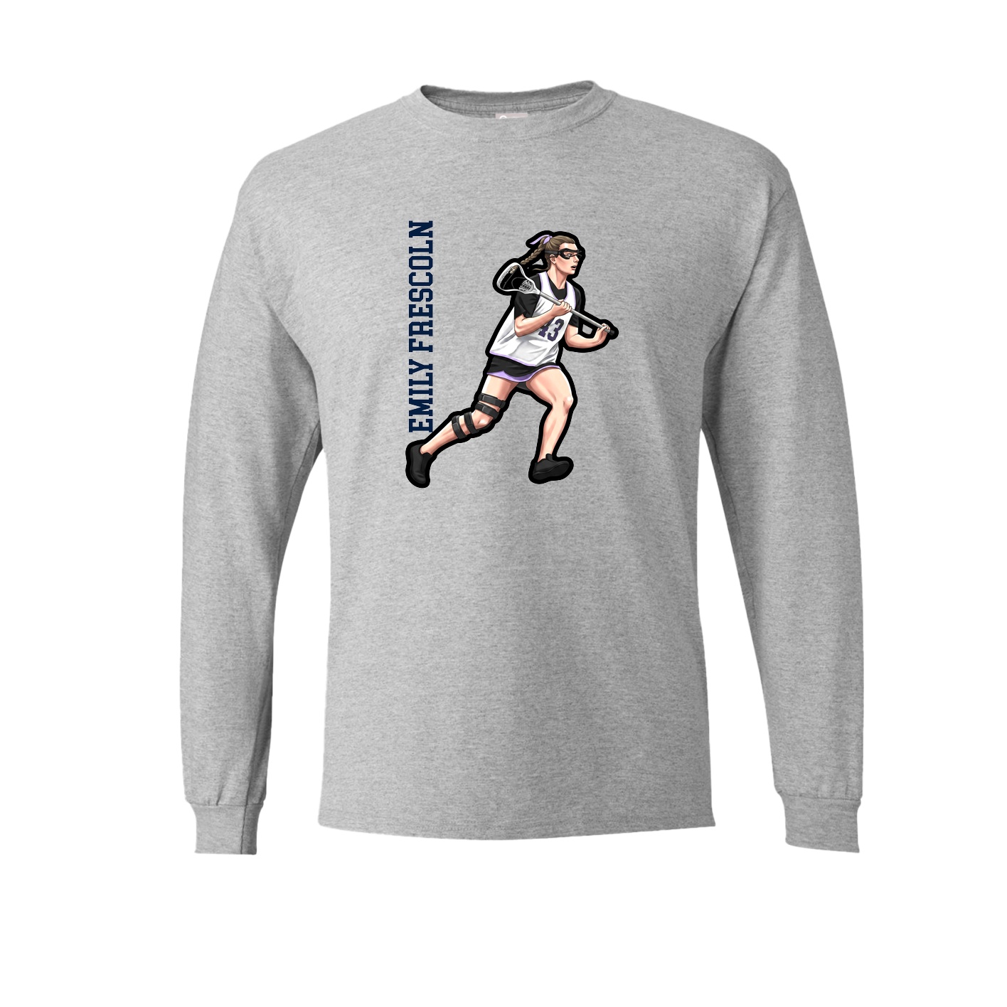 Long Sleeve Tee — Name Vertical in Grey