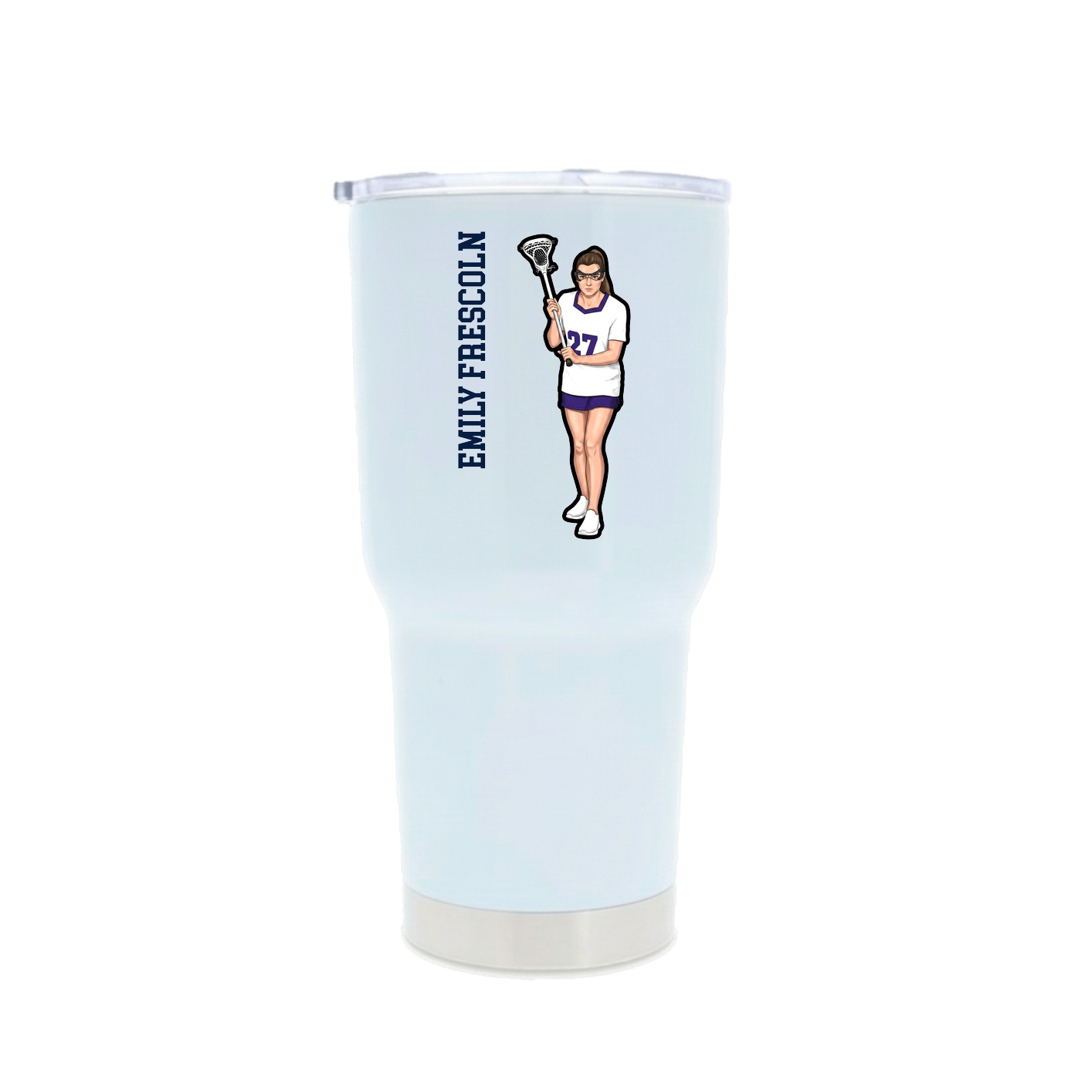 30oz Stainless Steel Tumbler — Name Vertical in White