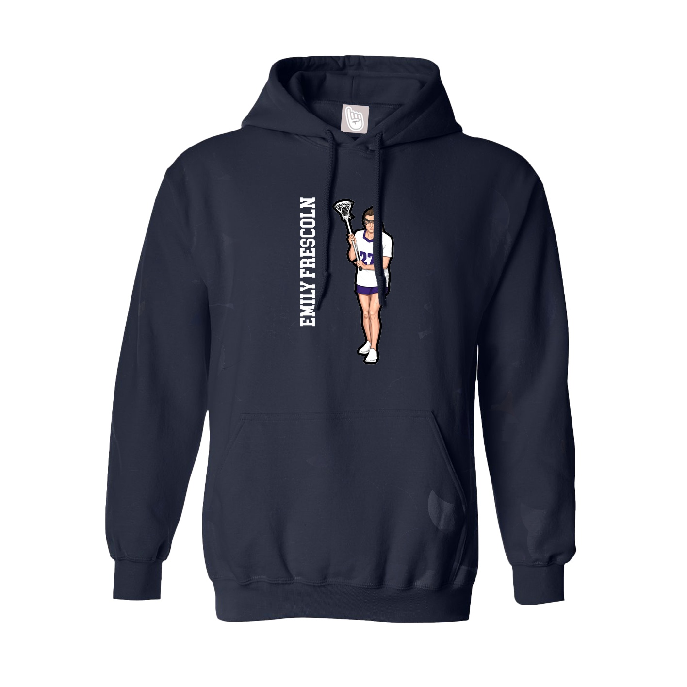Hoodie — Name Vertical in Navy