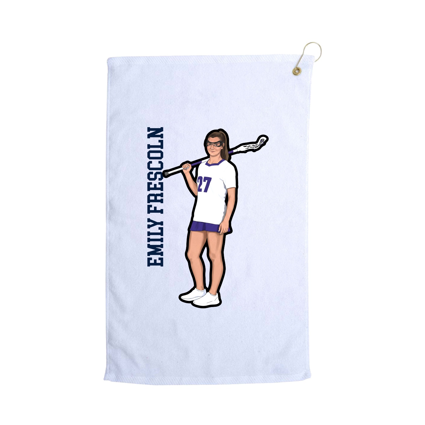 Golf Towel — Name Vertical in White