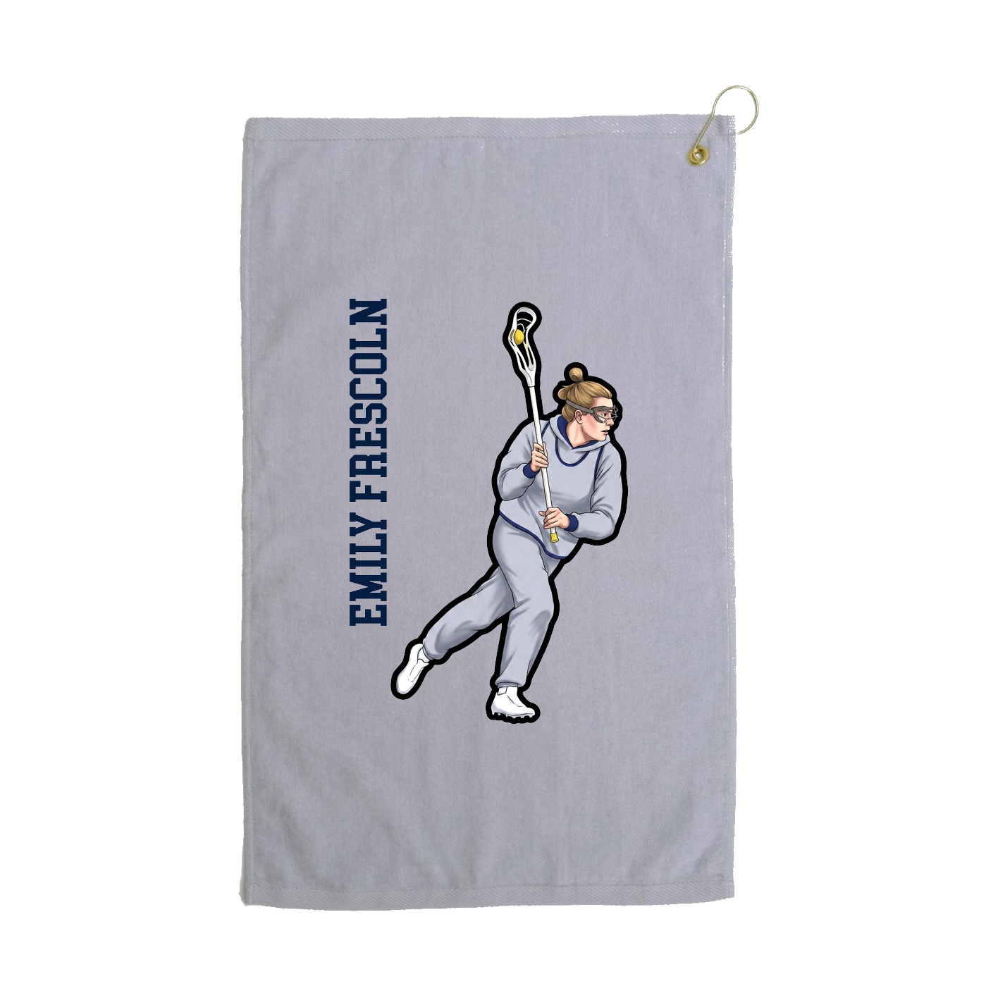 Golf Towel — Name Vertical in Grey
