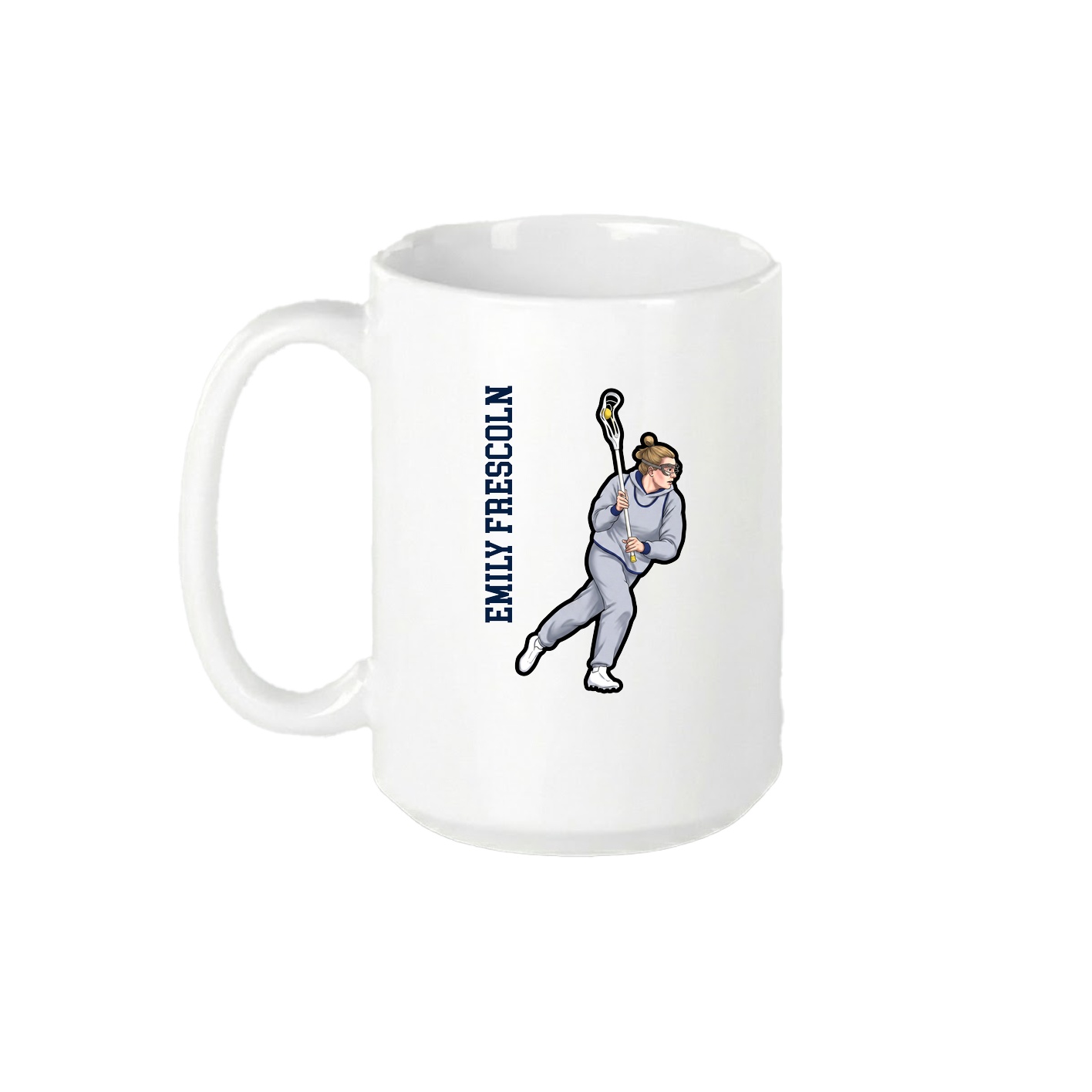 15oz Coffee Mug — Name Vertical in White
