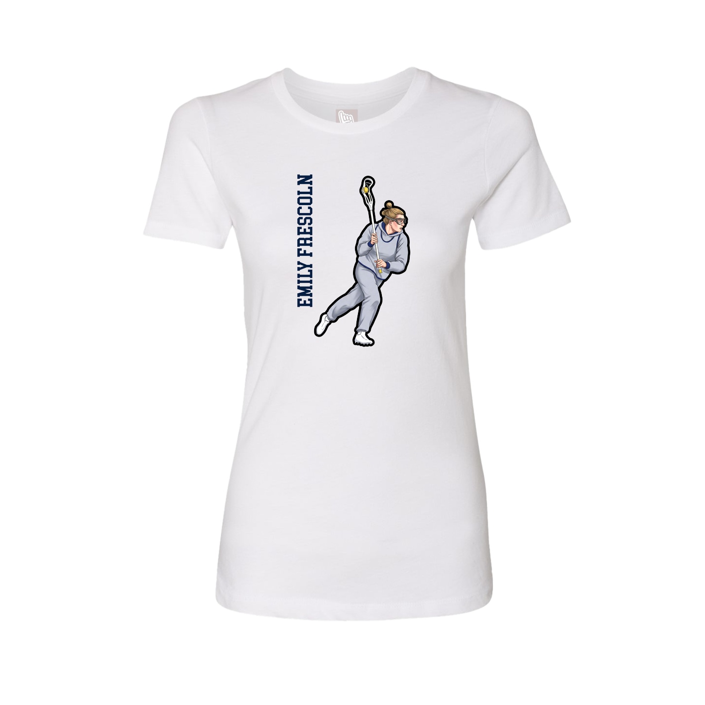 Fitted Women's Tee — Name Vertical in White