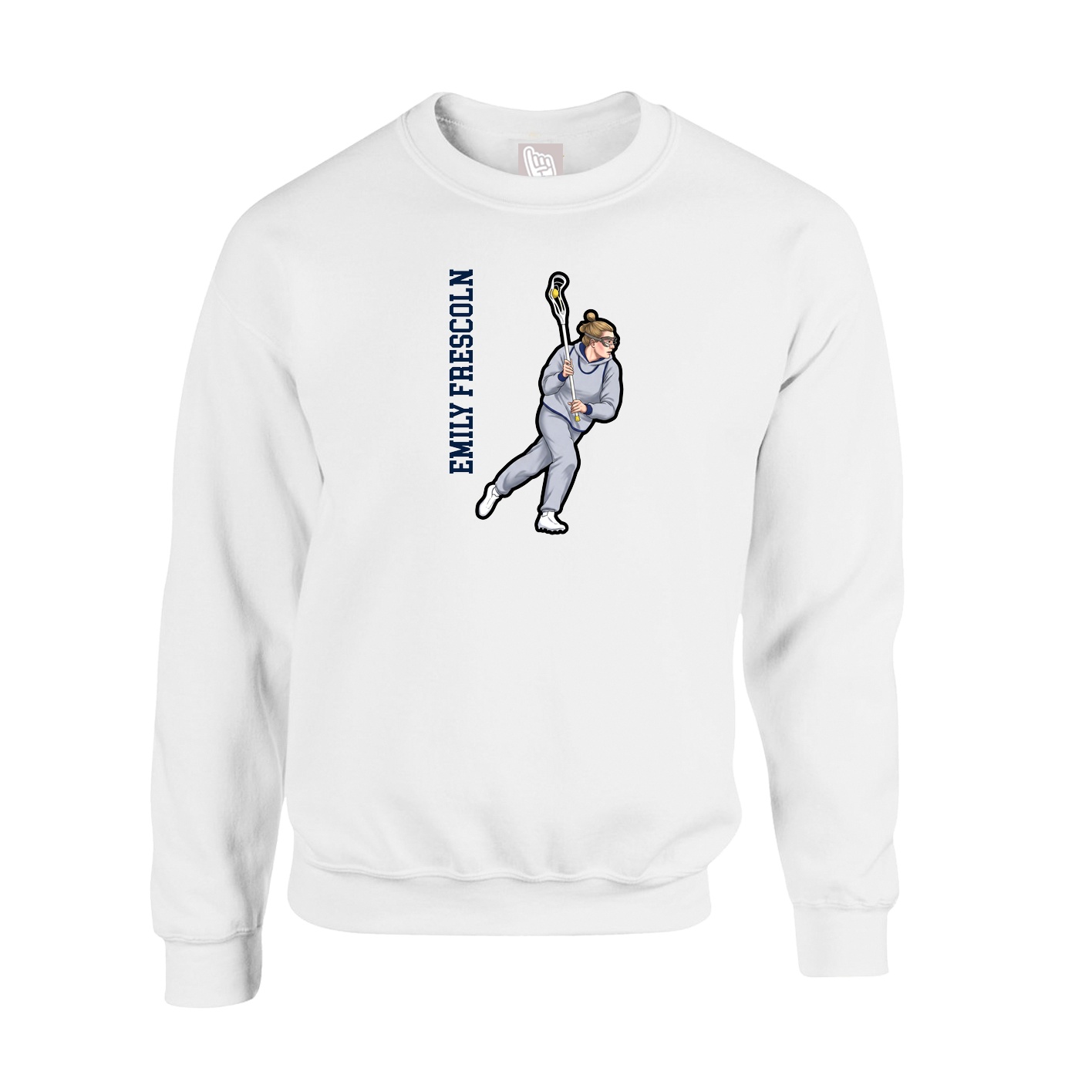 Fleece Crew — Name Vertical in White