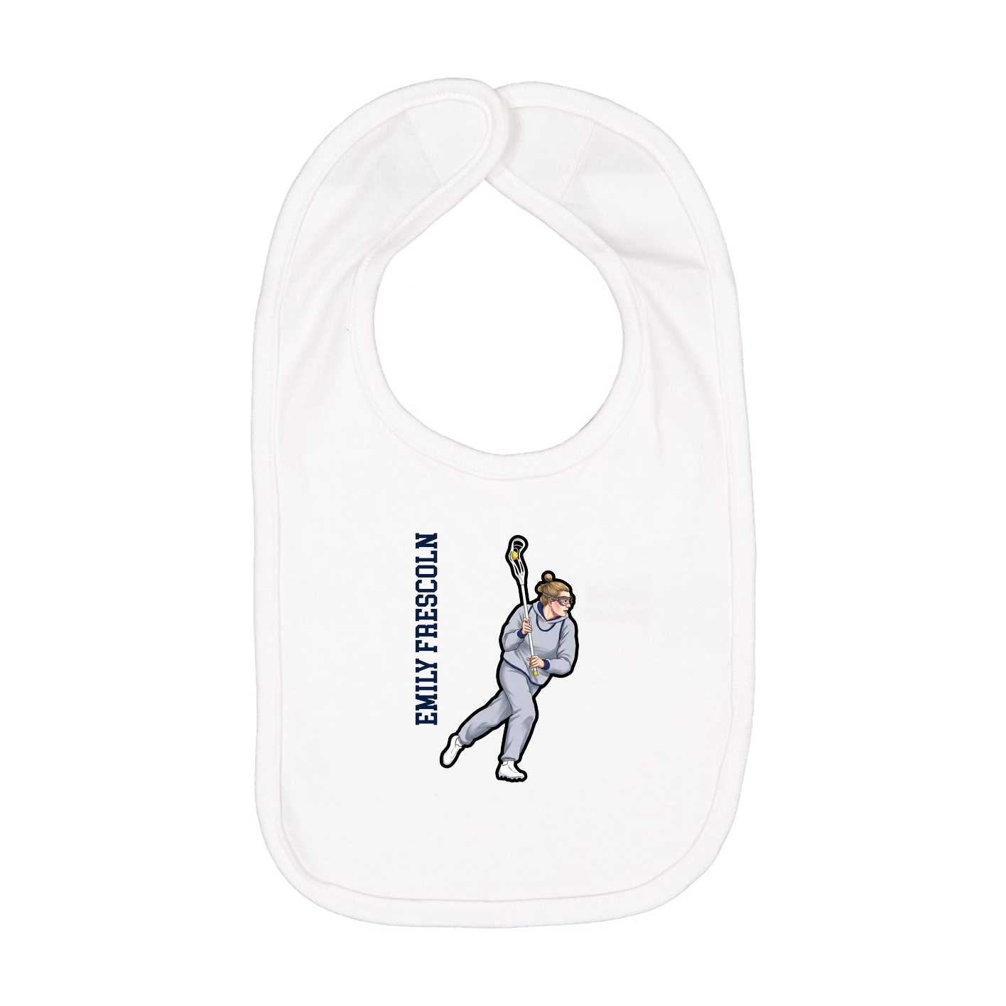Infant Bib — Name Vertical in White