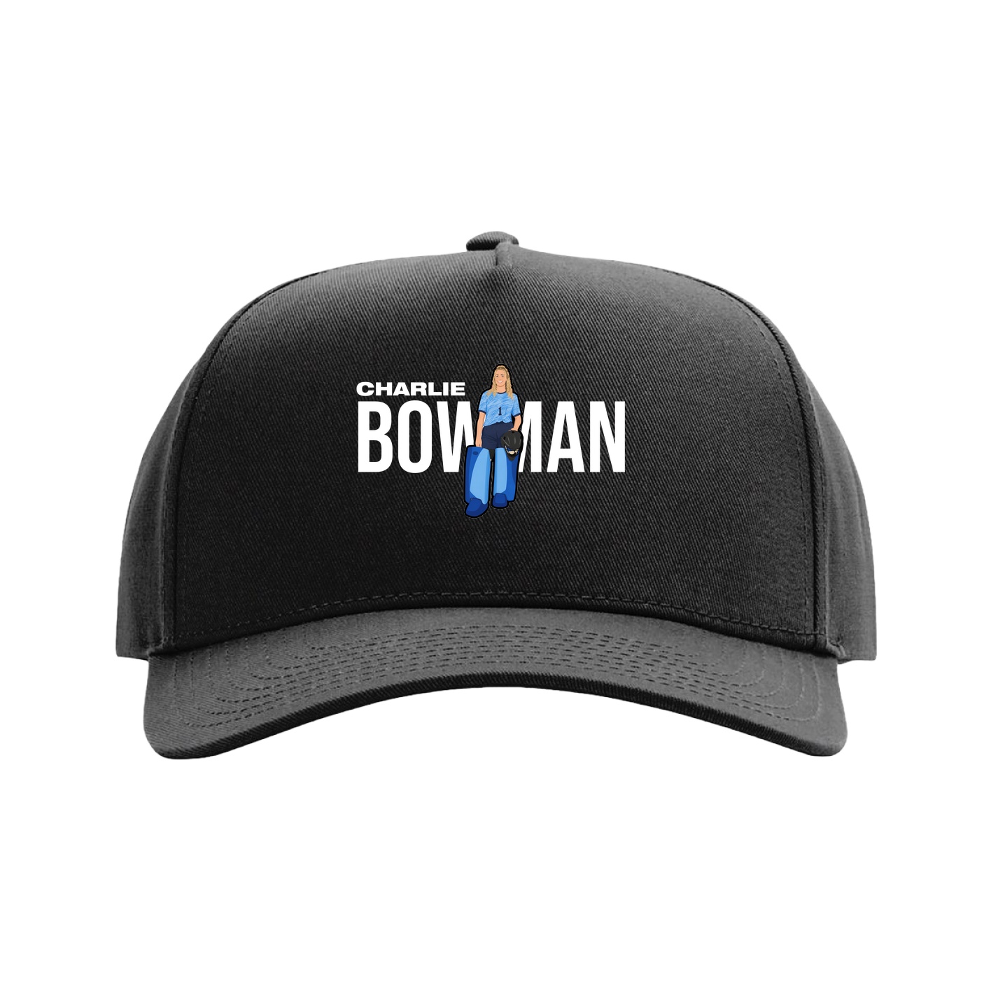 Full Fabric Five-Panel Champ Cap — Player Name in Black