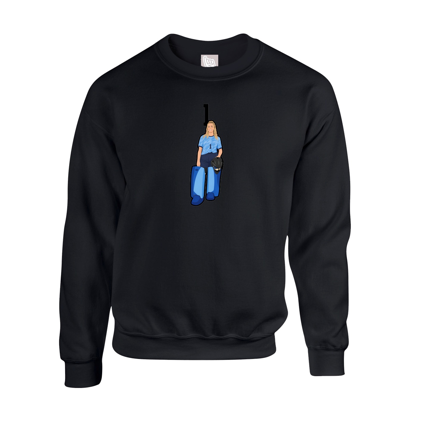 Fleece Crew — Number Top in Black