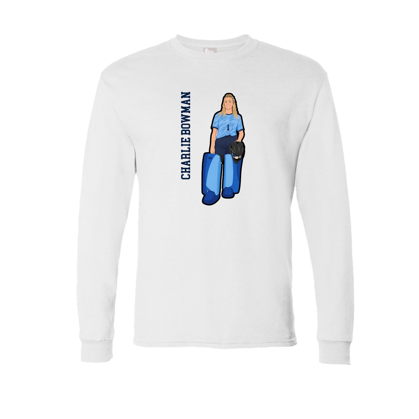 Long Sleeve Tee — Name Vertical in White