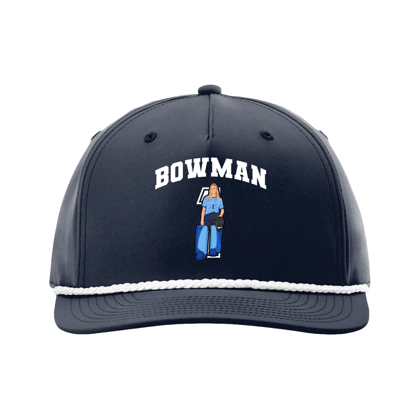 Five-Panel Classic Rope Cap — Number in Navy