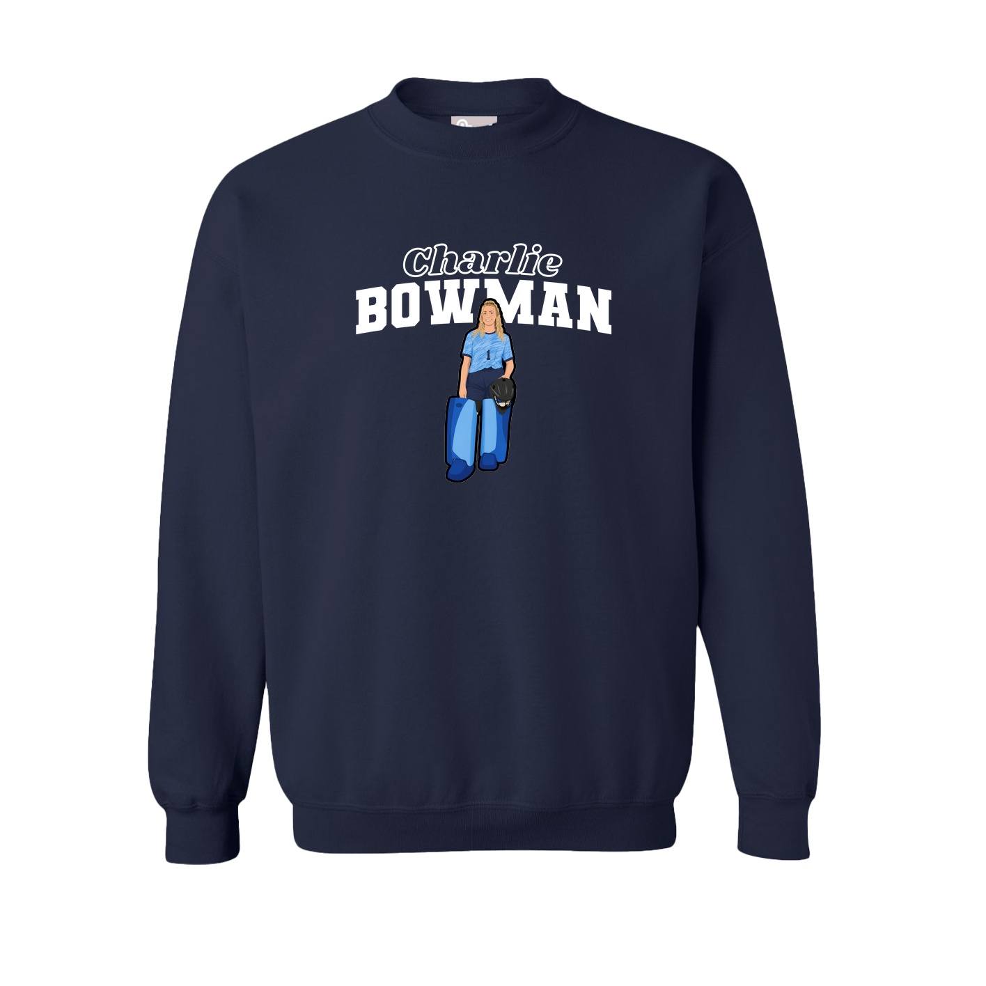 Fleece Crew — Name Arch in Navy