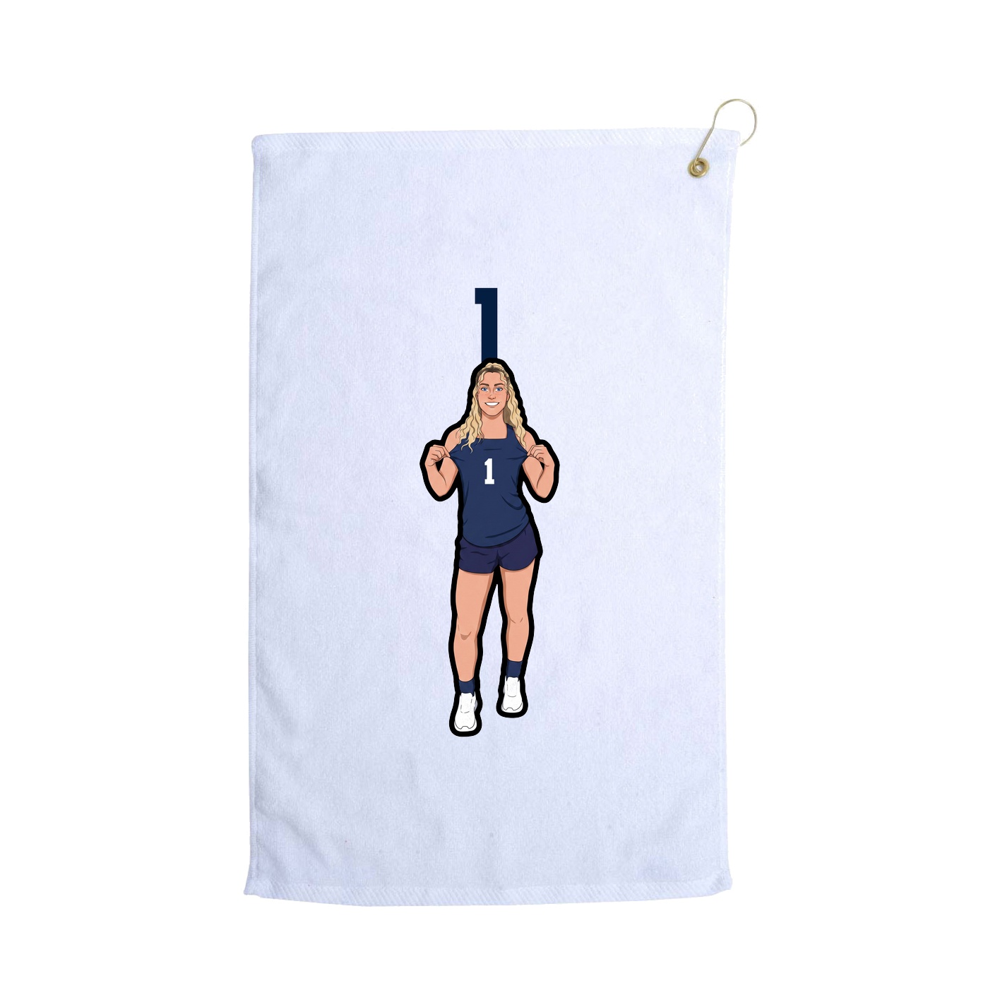 Golf Towel — Number Top in White
