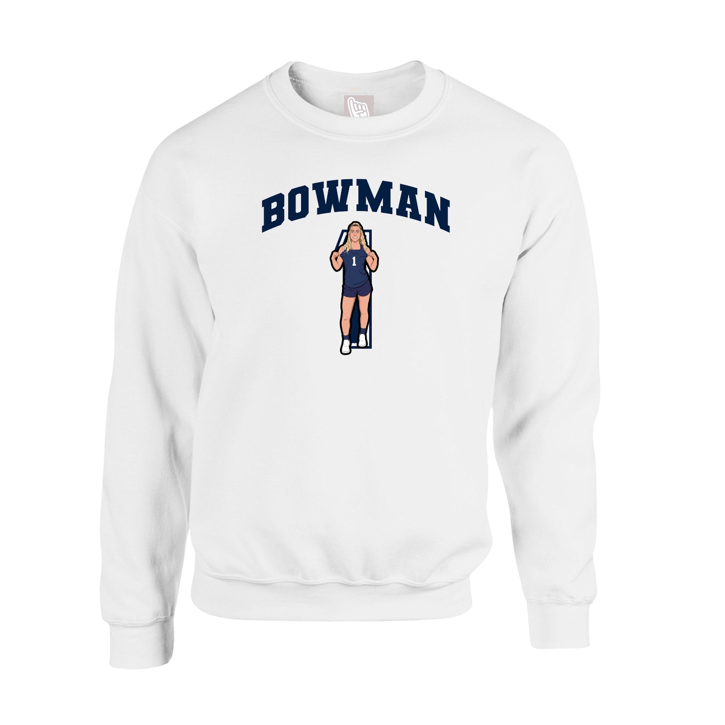 Fleece Crew — Number in White