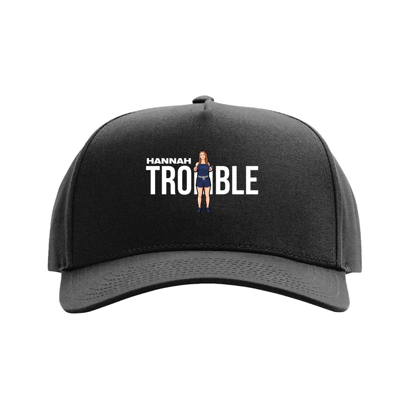 Full Fabric Five-Panel Champ Cap — Player Name in Black
