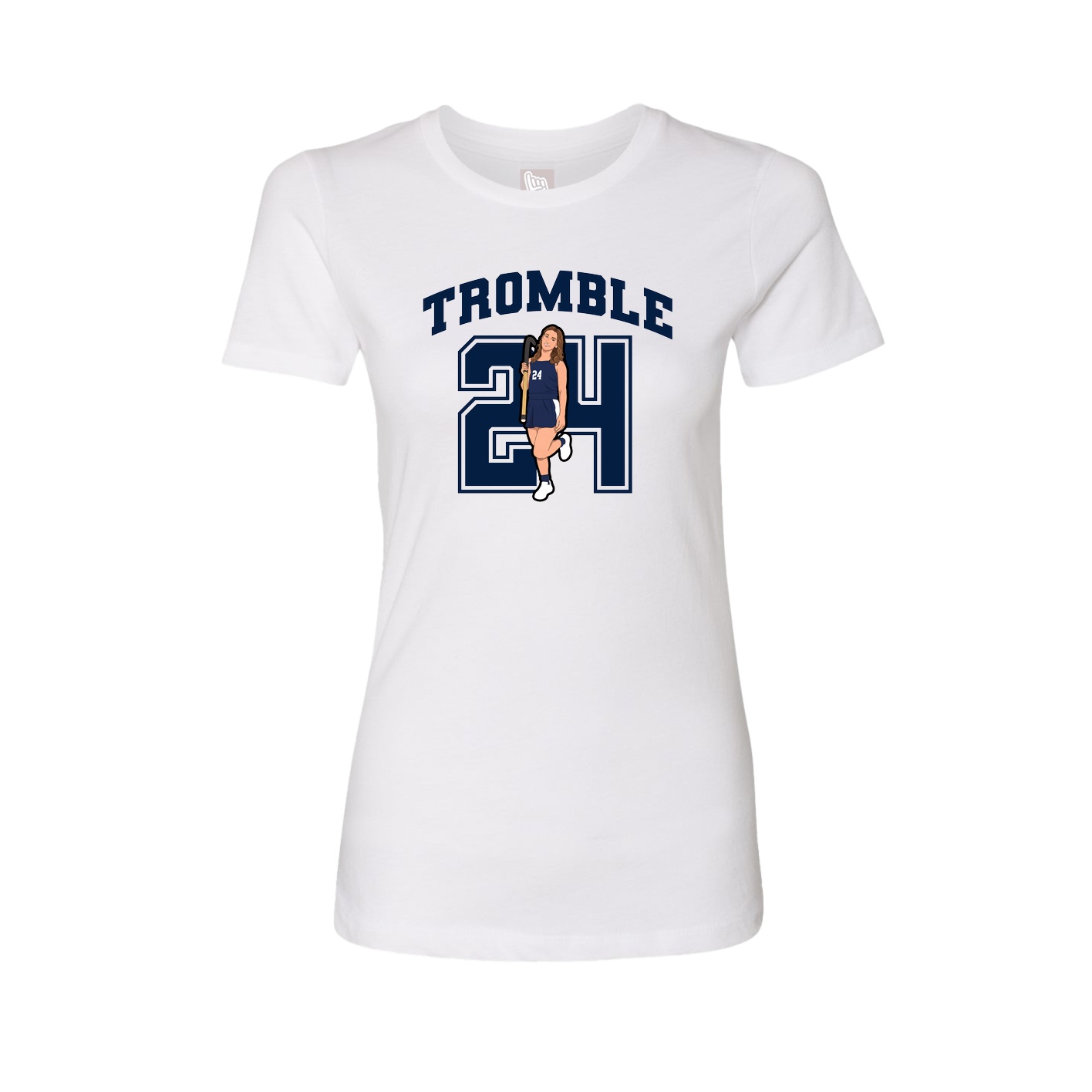 Fitted Women's Tee — Number in White