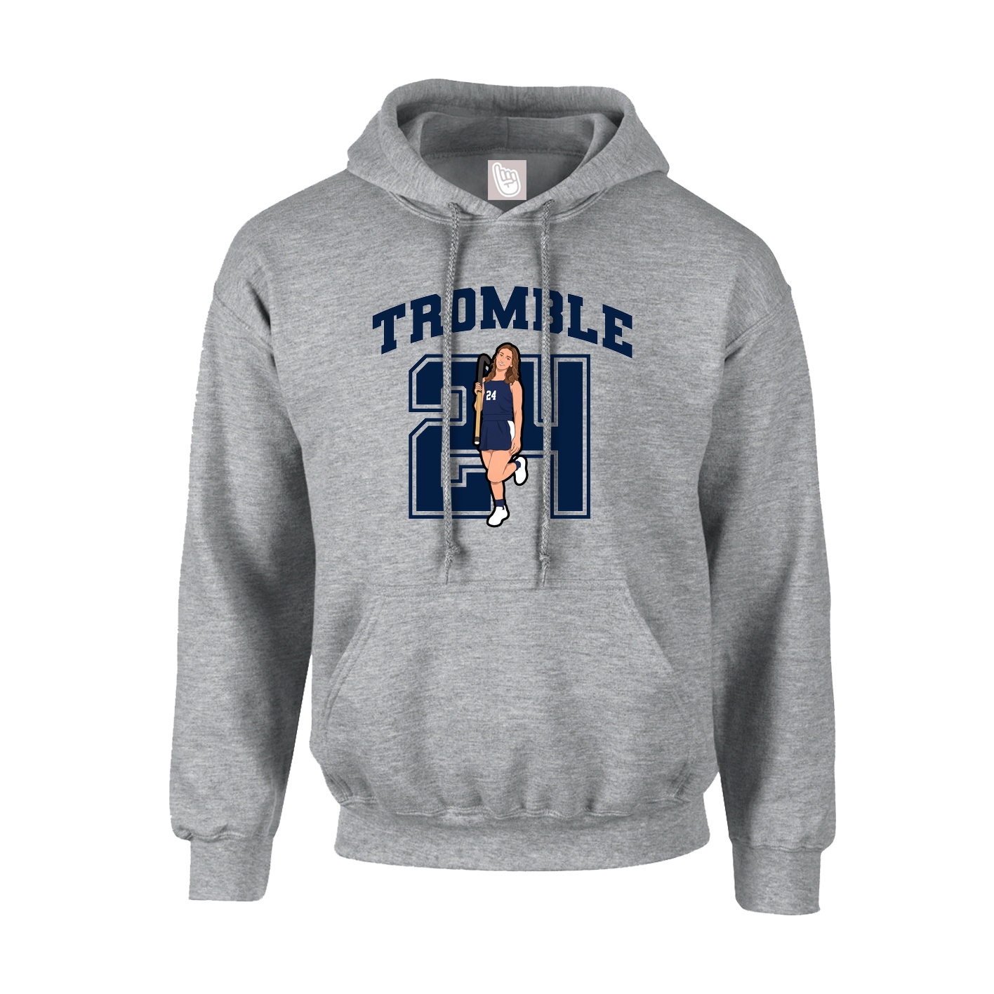 Youth Hoodie — Number in Grey
