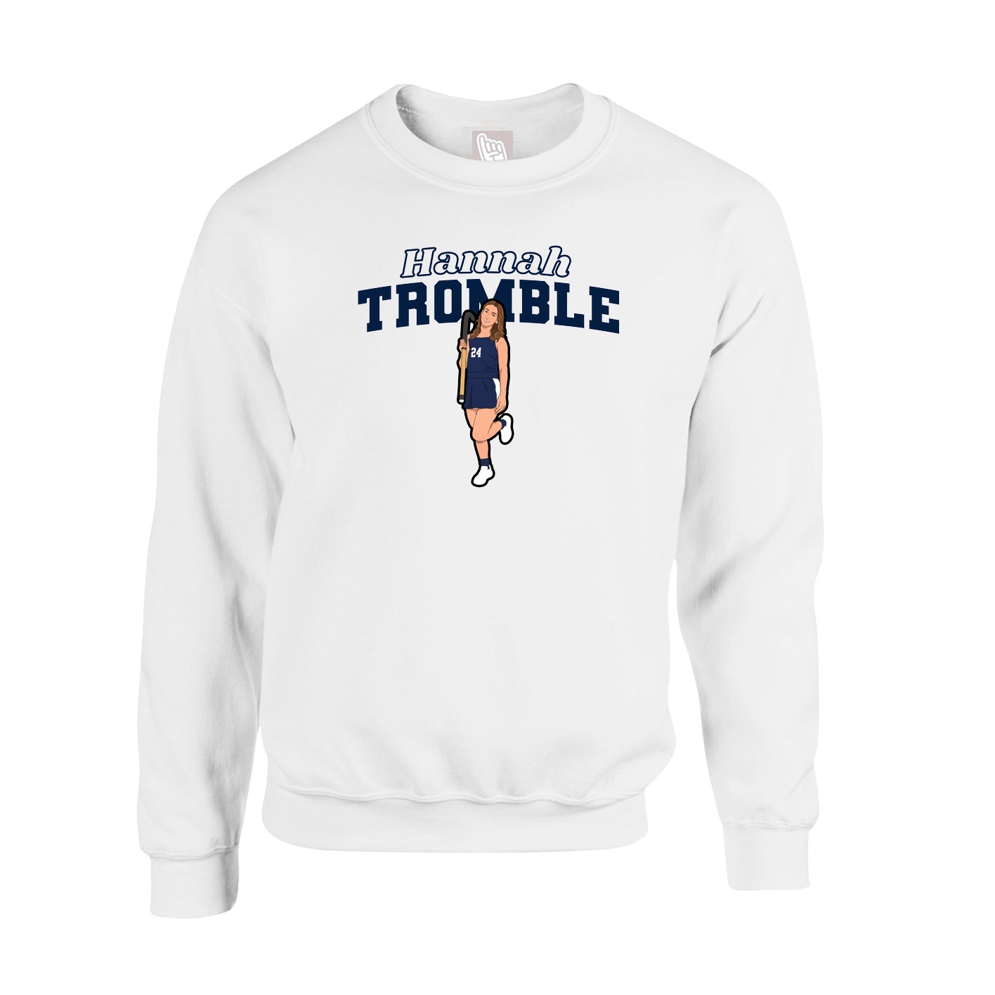 Fleece Crew — Name Arch in White