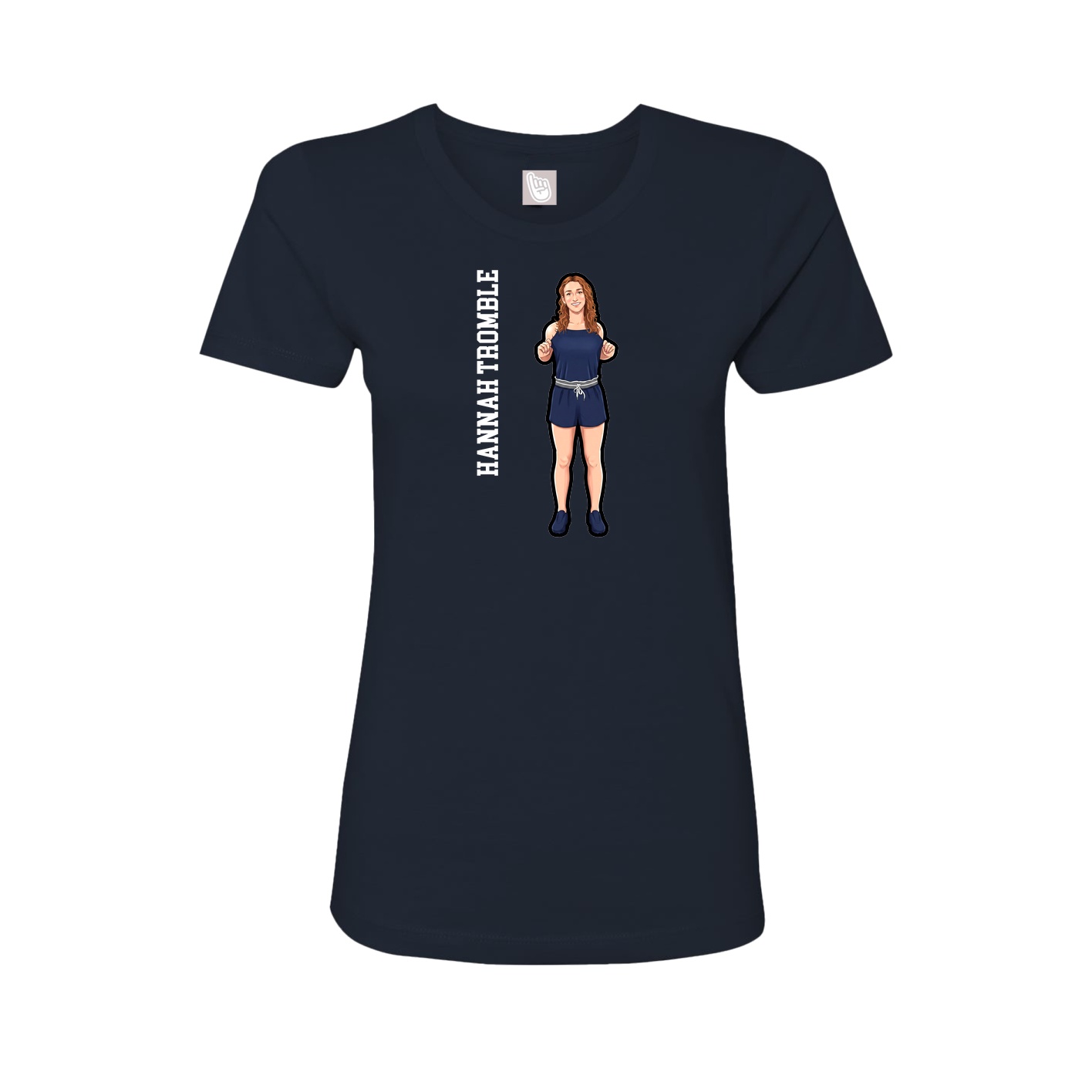 Fitted Women's Tee — Name Vertical in Navy