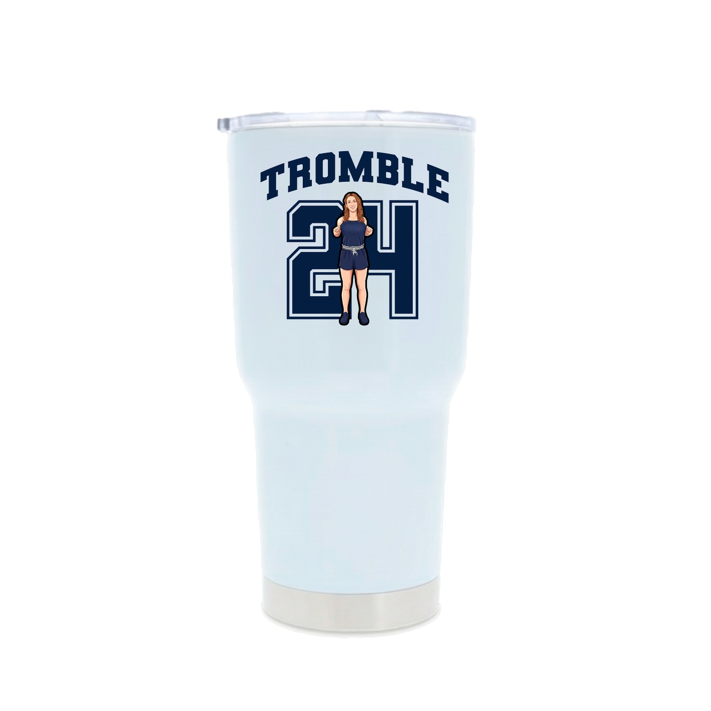 30oz Stainless Steel Tumbler — Number in White