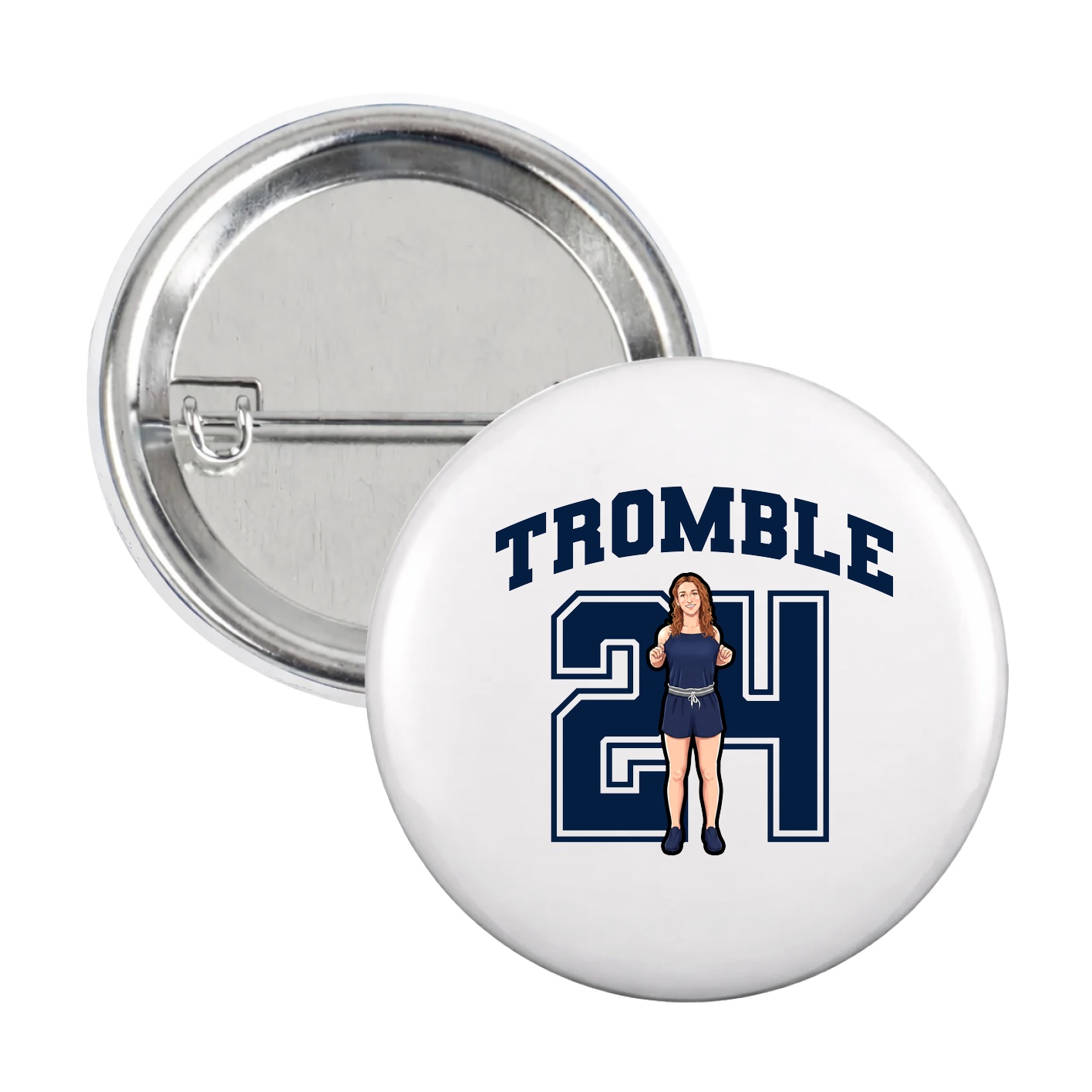 Game Day Button — Number in White