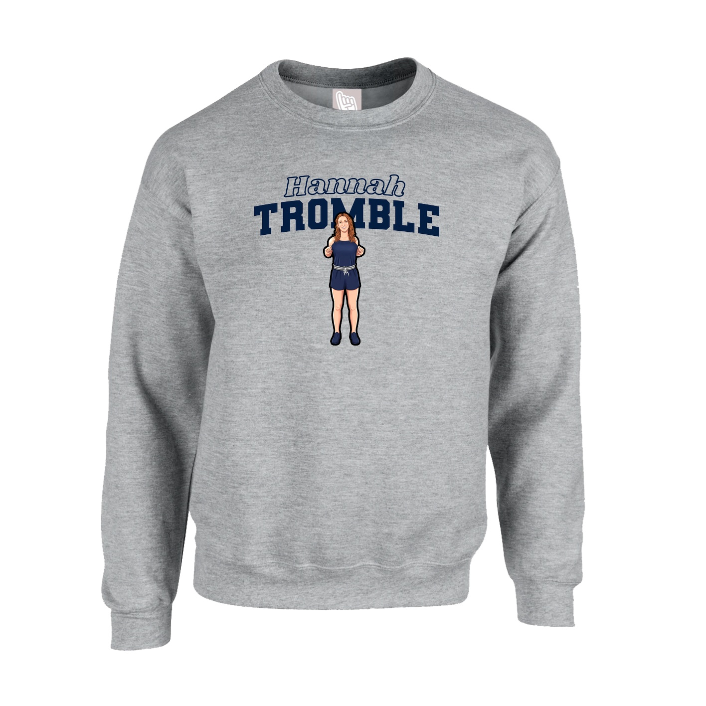 Fleece Crew — Name Arch in Grey