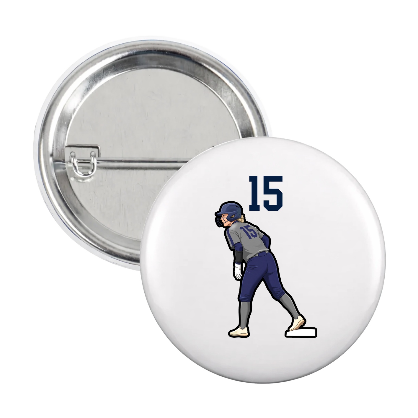 Game Day Button — Number Top in White