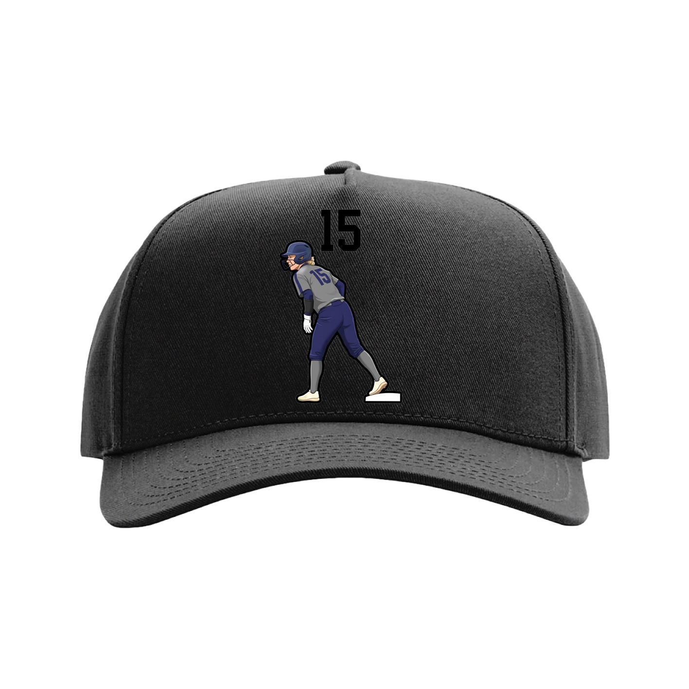Full Fabric Five-Panel Champ Cap — Number Top in Black