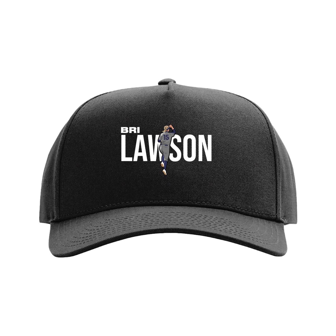 Full Fabric Five-Panel Champ Cap — Player Name in Black