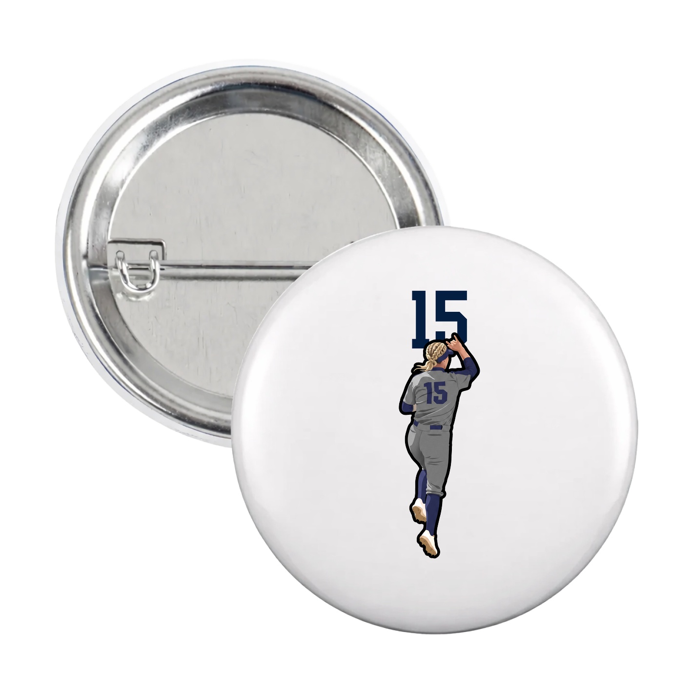 Game Day Button — Number Top in White
