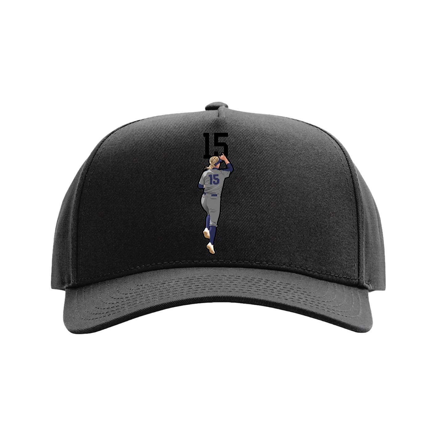 Full Fabric Five-Panel Champ Cap — Number Top in Black