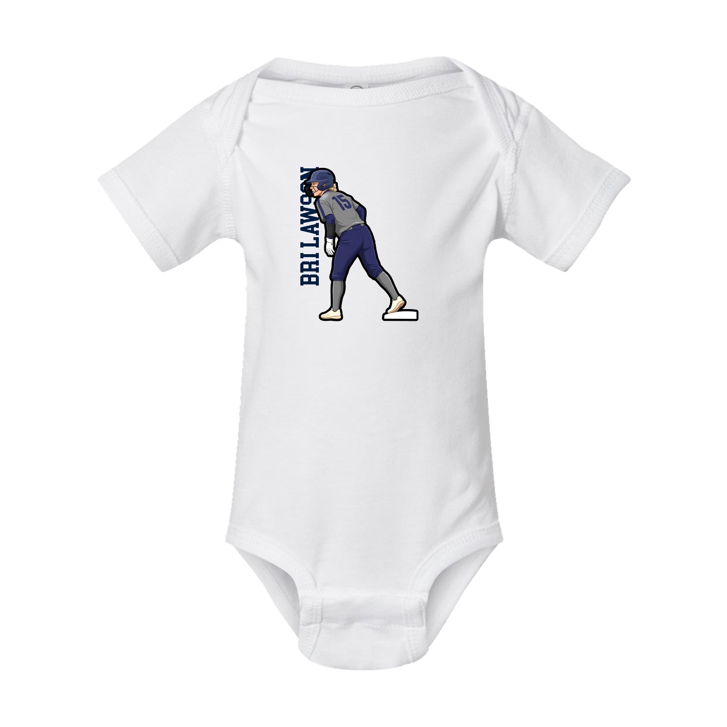 Baby Onesie — Name Vertical in White