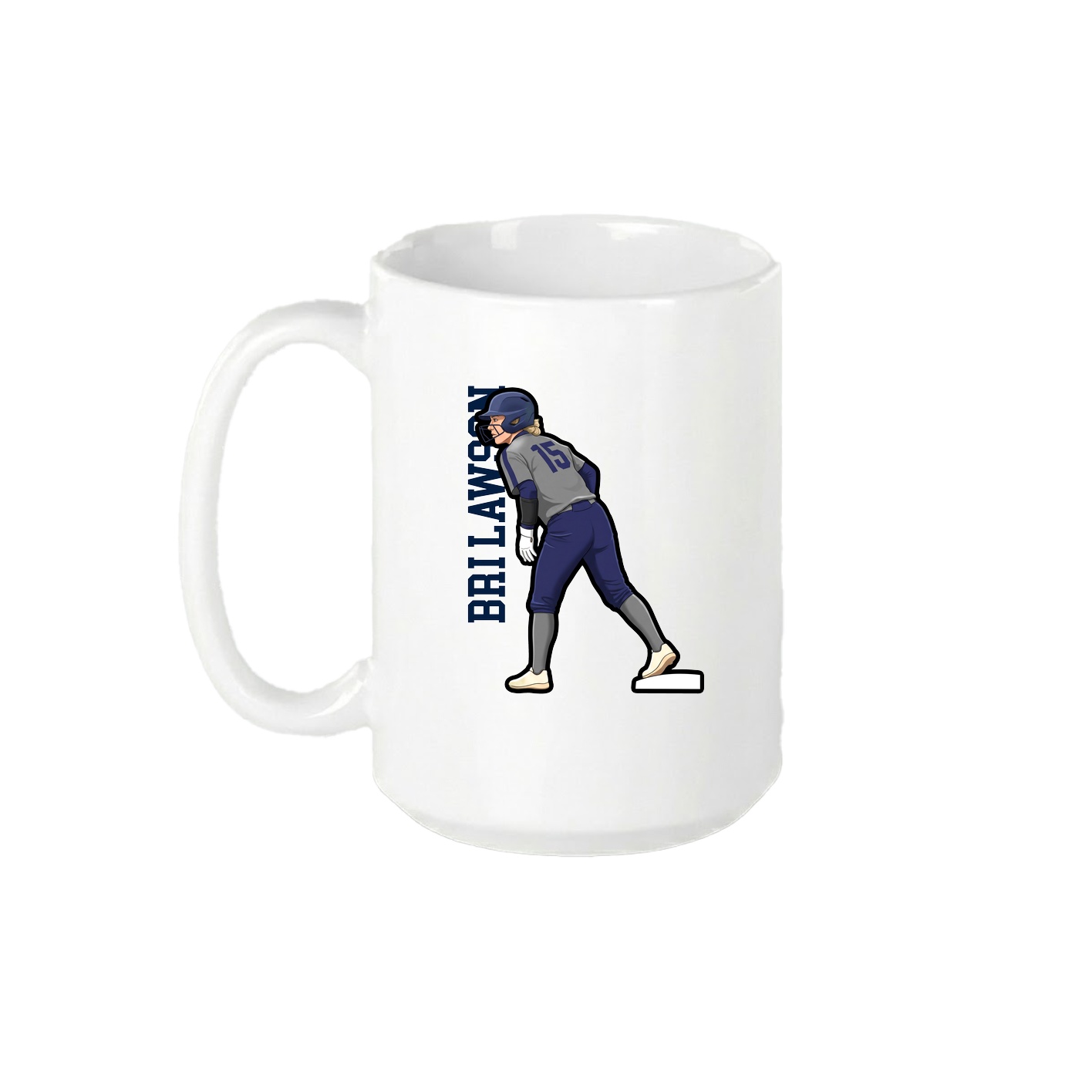 15oz Coffee Mug — Name Vertical in White