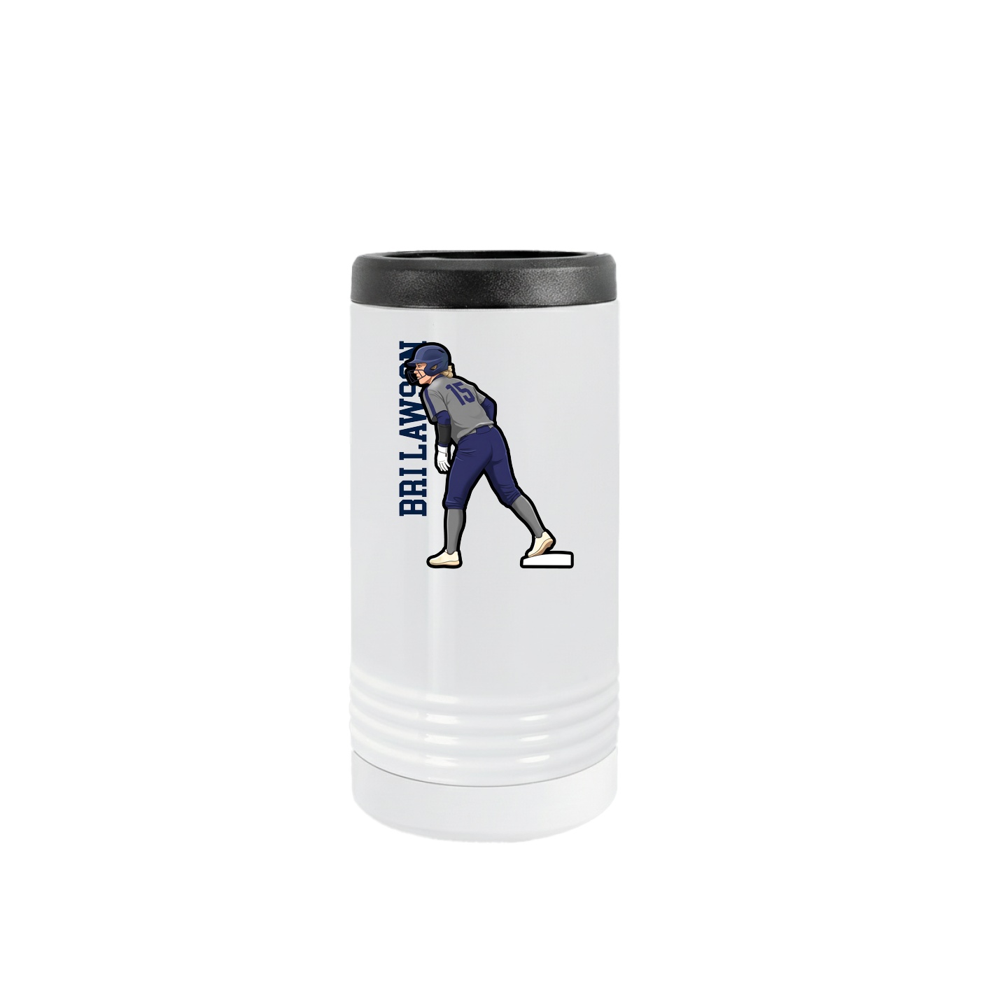 Slim Beverage Holder — Name Vertical in White