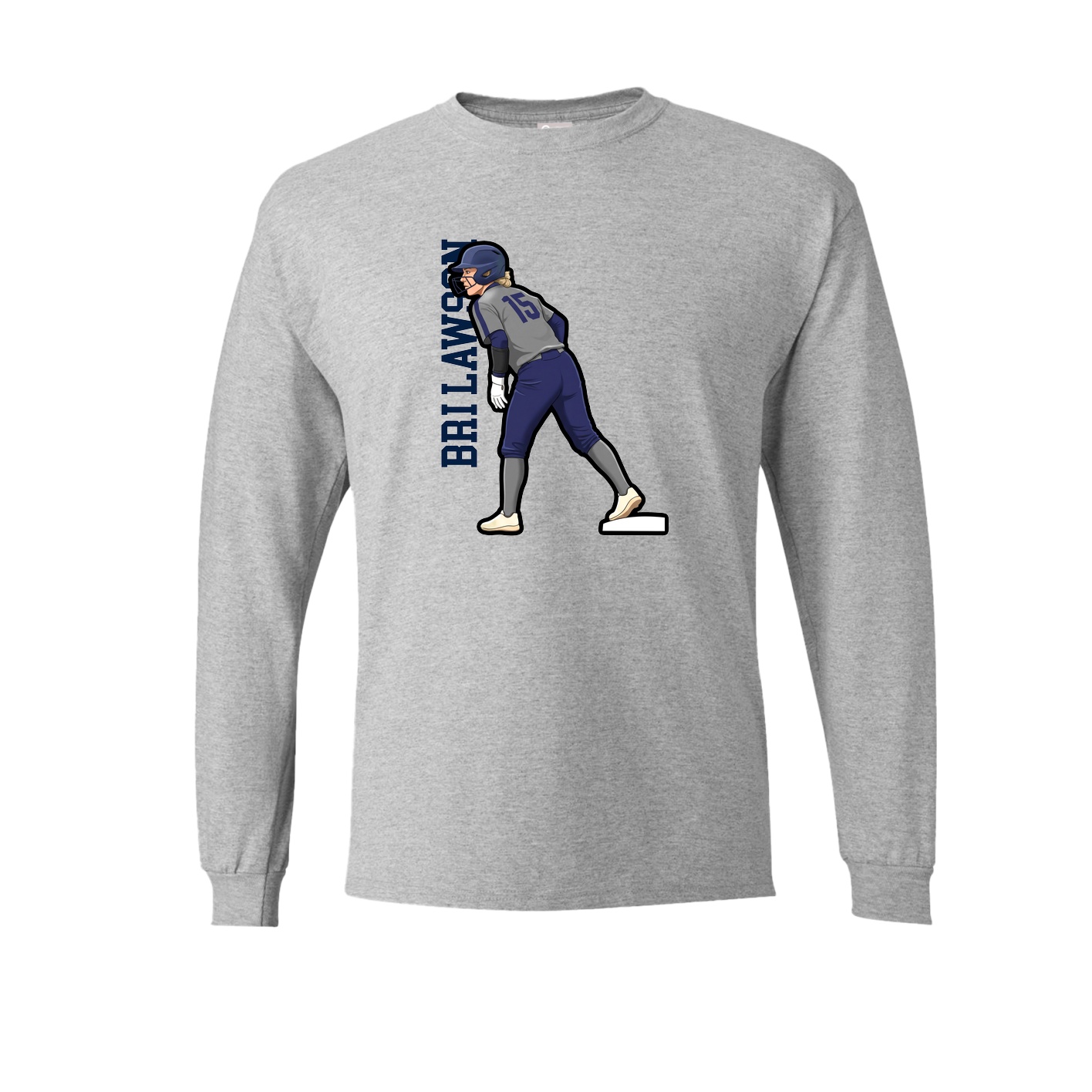 Long Sleeve Tee — Name Vertical in Grey