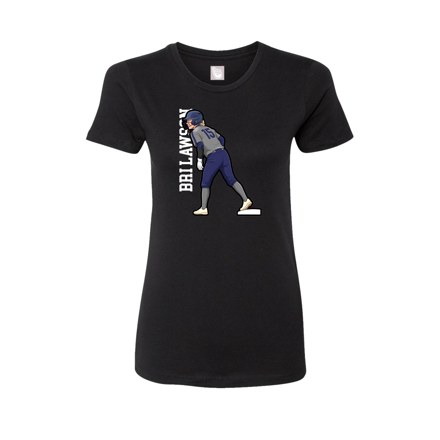 Fitted Women's Tee — Name Vertical in Black