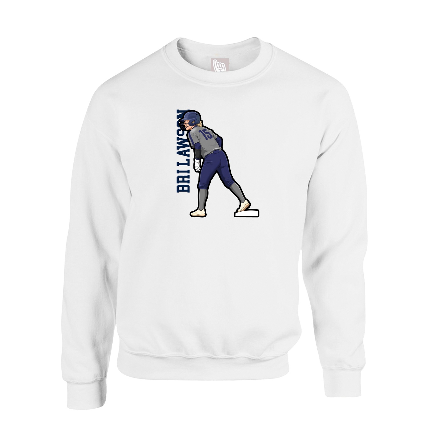 Fleece Crew — Name Vertical in White